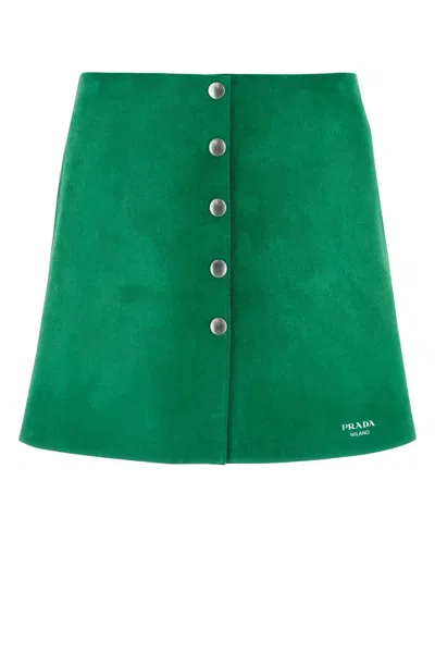Prada Suede Mini Skirt In Green