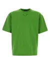 Prada Green Solid Crew Neck T-shirt In Green