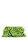 Prada Crochet Clutch Bag Fringe Detailing In Green