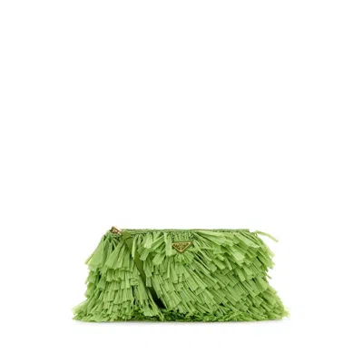 Prada Grass Green Crochet Clutch