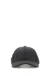 Prada Dark Grey Flannel Baseball Cap In Black