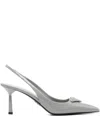 Prada Brushed Leather Slingback Pumps In Gray