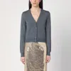 Prada Gray Cardigan In Virgin Wool