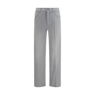 Prada Gray Cotton Straight-leg Jeans In White