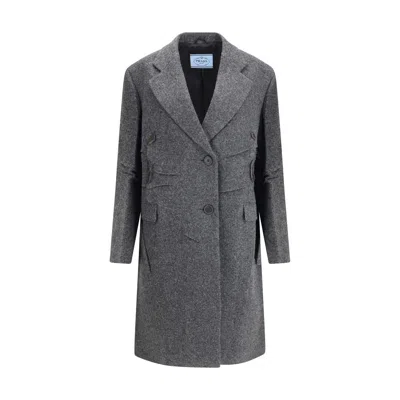 Prada Gray Fleece Wool Coat