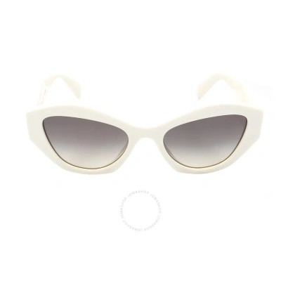 Prada Gray Gradient Irregular Ladies Sunglasses Pr 07ys 142130 53 In Gray / White