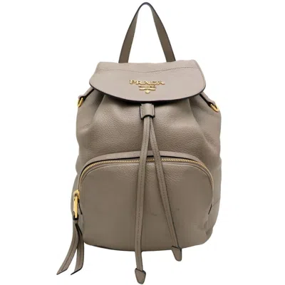 Pre-owned Prada Gray Grayish Leather Backpack () In Gray, Grayish