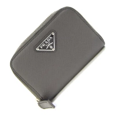 Pre-owned Prada Gray Leather Coin Purse/coin Case ()