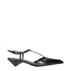 Prada Metallic Leather T-strap Flat In Black