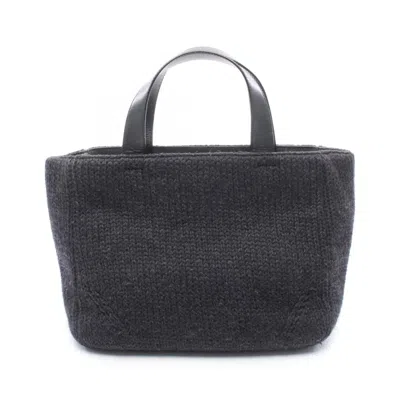 Pre-owned Prada Gray Leather Knit Handbag Tote Bag ()
