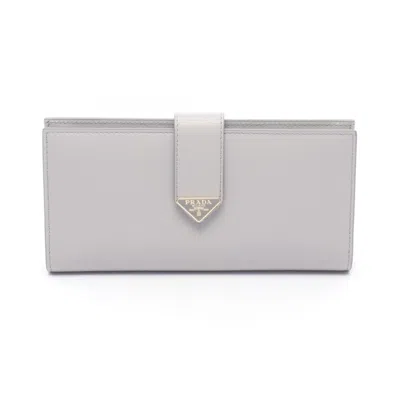 Pre-owned Prada Gray Leather Long Wallet (bi-fold) ()