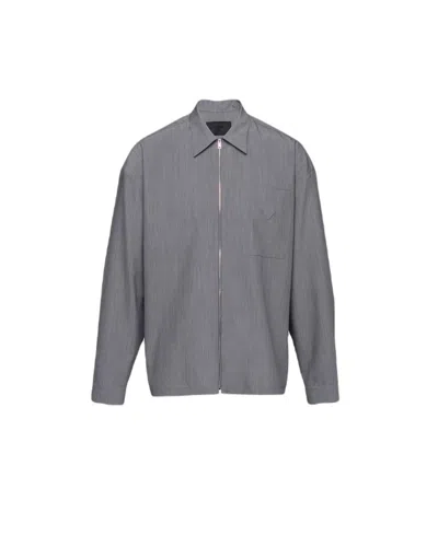 Prada Gray Mohair Silk Shirt For Men
