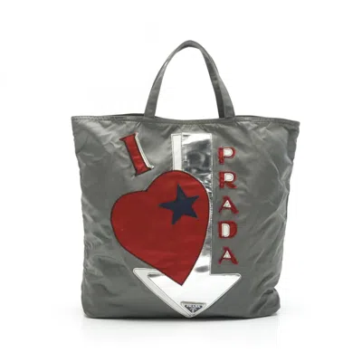 Pre-owned Prada Gray Multi-color Nylon Tote Bag ()