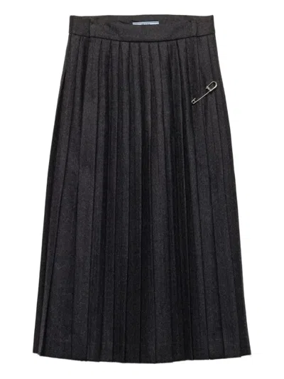 PRADA PRADA GRAY PLEATED SKIRT