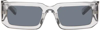 Prada Gray Rectangular Sunglasses In 12r09t