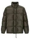 Prada Recycled Polyamide Quilted Down Jacket In Gray