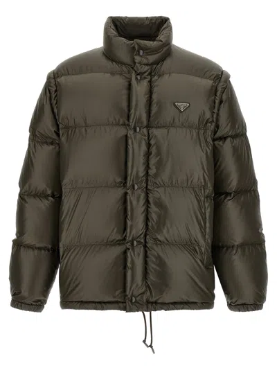Prada Recycled Polyamide Quilted Down Jacket In Green