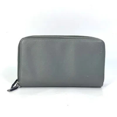 Pre-owned Prada Gray Saffiano Long Wallet (bi-fold) ()