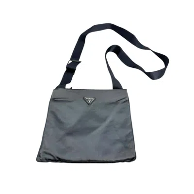 Pre-owned Prada Gray Satin Pochette Shoulder Bag ()