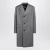 Prada Single-breasted Wool Coat In Gray