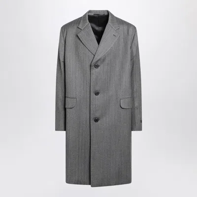 PRADA PRADA  GRAY SINGLE-BREASTED WOOL COAT