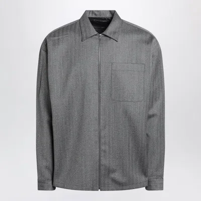 Prada Gray Wool Overshirt With Zip