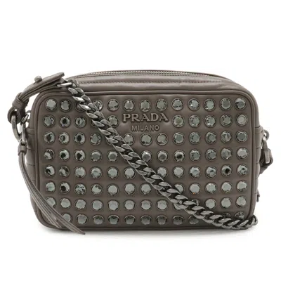 Pre-owned Prada Grayish Leather Clutch Bag Shoulder Bag ()