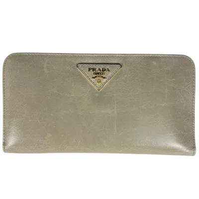 Pre-owned Prada Grayish Leather Long Wallet (bi-fold) ()