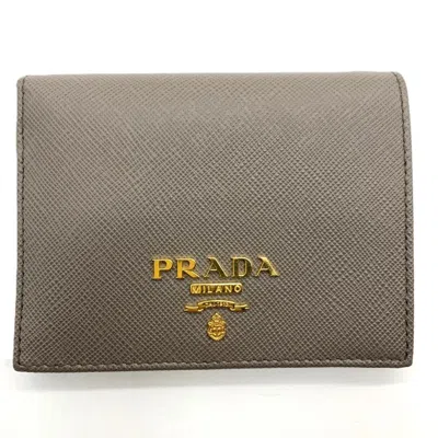 Pre-owned Prada Grayish Saffiano Wallet (bi-fold) ()