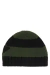 Prada Green Black Striped Beanie Hat In Multicolor