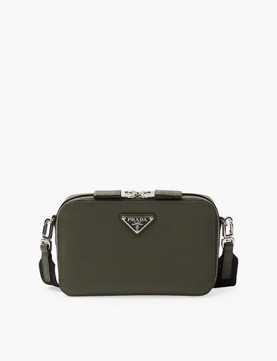 PRADA MENS GREEN BRIQUE LEATHER SHOULDER BAG
