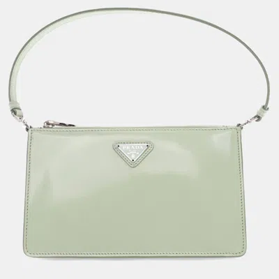 Pre-owned Prada Green Brushed Leather Shoulder Bag