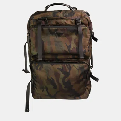 Pre-owned Prada Green Camouflage Suitcase