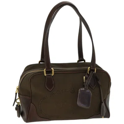 Prada Green Canvas Travel Bag () In Brown