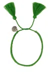 Prada Bracciale Bicolor In Pelle Scamosciata E Tessuto Donna In Green