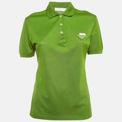 Pre-owned Prada Green Cotton Knit Polo Tshirt L