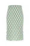 Prada Green Cotton Skirt With Geometric Pattern In Green
