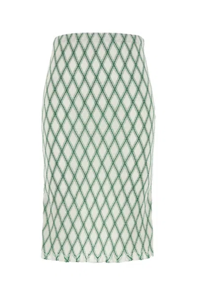 Prada Green Cotton Skirt With Geometric Pattern In Multi