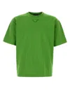 Prada Green Solid Crew Neck T-shirt In Green