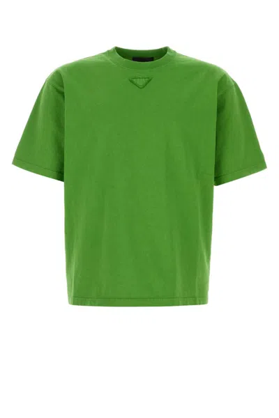 PRADA GREEN CREW NECK T-SHIRT