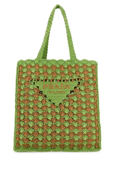 Prada Green Crochet Tote