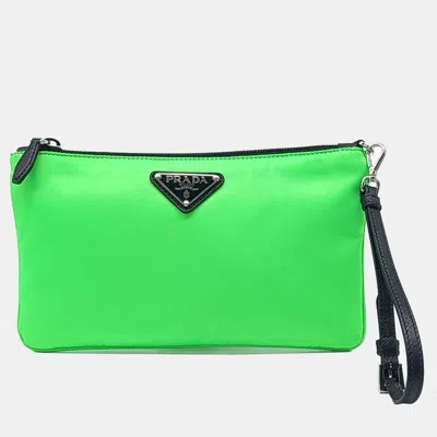 Pre-owned Prada Green Fabric Fabric Pouch