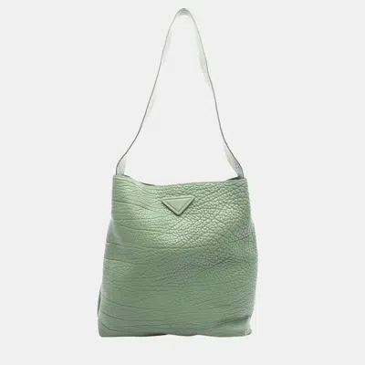 Pre-owned Prada Green Full Grain Leather Tote