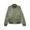 Prada Triangle Logo Satin Bomber Jacket In Green