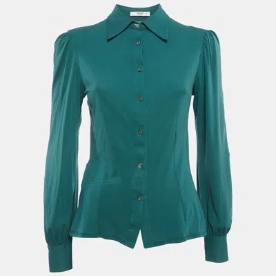 Pre-owned Prada Green Jersey Button Front Shirt S
