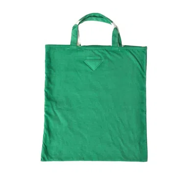 Prada Green Jersey Fabric Logo Shoulder Shopping Tote Bag
