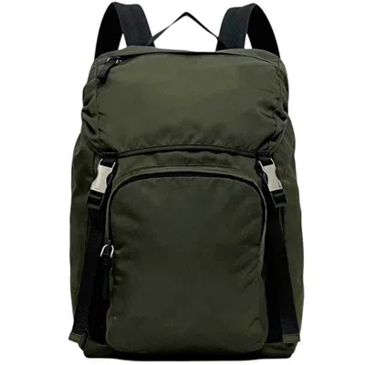 Pre-owned Prada Green Khaki Mimetico Nylon Leather Backpack () In Green, Khaki, Mimetico