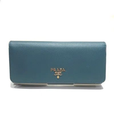 Pre-owned Prada Green Leather Long Wallet (bi-fold) ()