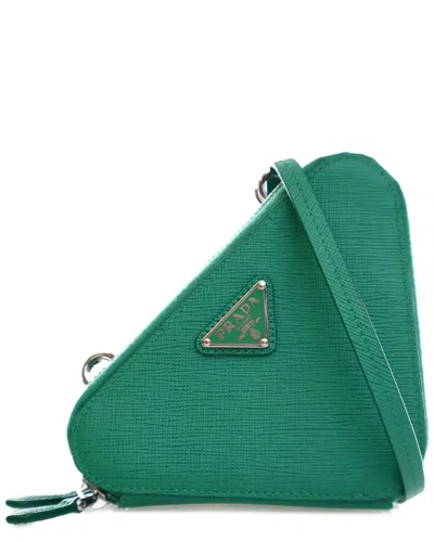 Prada Green Leather Mini Double Triangle Satchel (authentic Pre-loved)