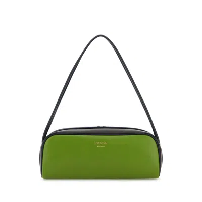 Prada Green Leather Shoulder Bag